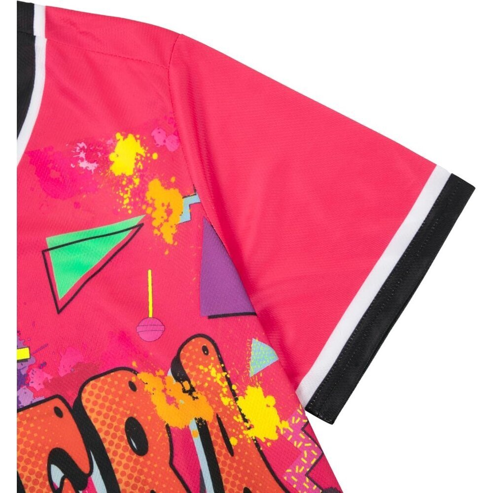 80s 90s Women Hip Hop Costume Baseball Jersey Top Retro Short Sleeve Shirt - Picture 5 of 6